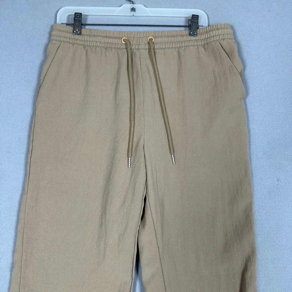 Forever 21 Pants Mens Medium Drawstring Tan Straight Trouser Stretch 4 Pocket